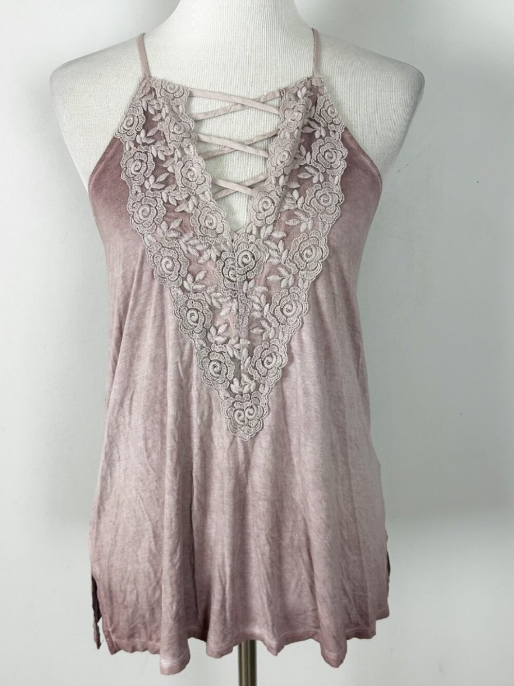 American Eagle Soft & Sexy Tank Top Purple Lace Chest Boho Feminine Size Small W